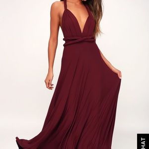 Formal convertible maxi dress-burgundy